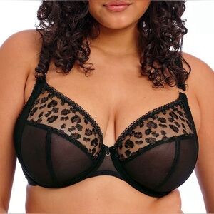 NEW Elomi Namrah Underwire Plunge Bra Black Leopard 38DDD